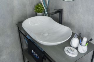 Раковина Gid Mnc503H012 54464 накладная под камень глянцевая 66.5x41x12